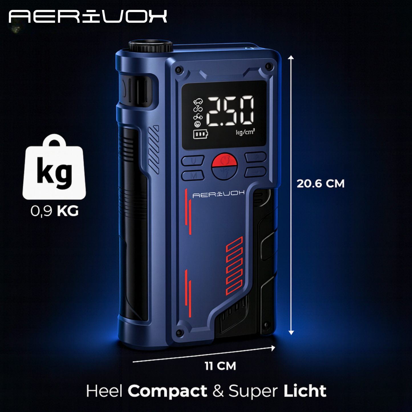 Aerivox™  | 4-in-1 Jumpstarter met Luchtcompressor, Powerbank & Zaklamp