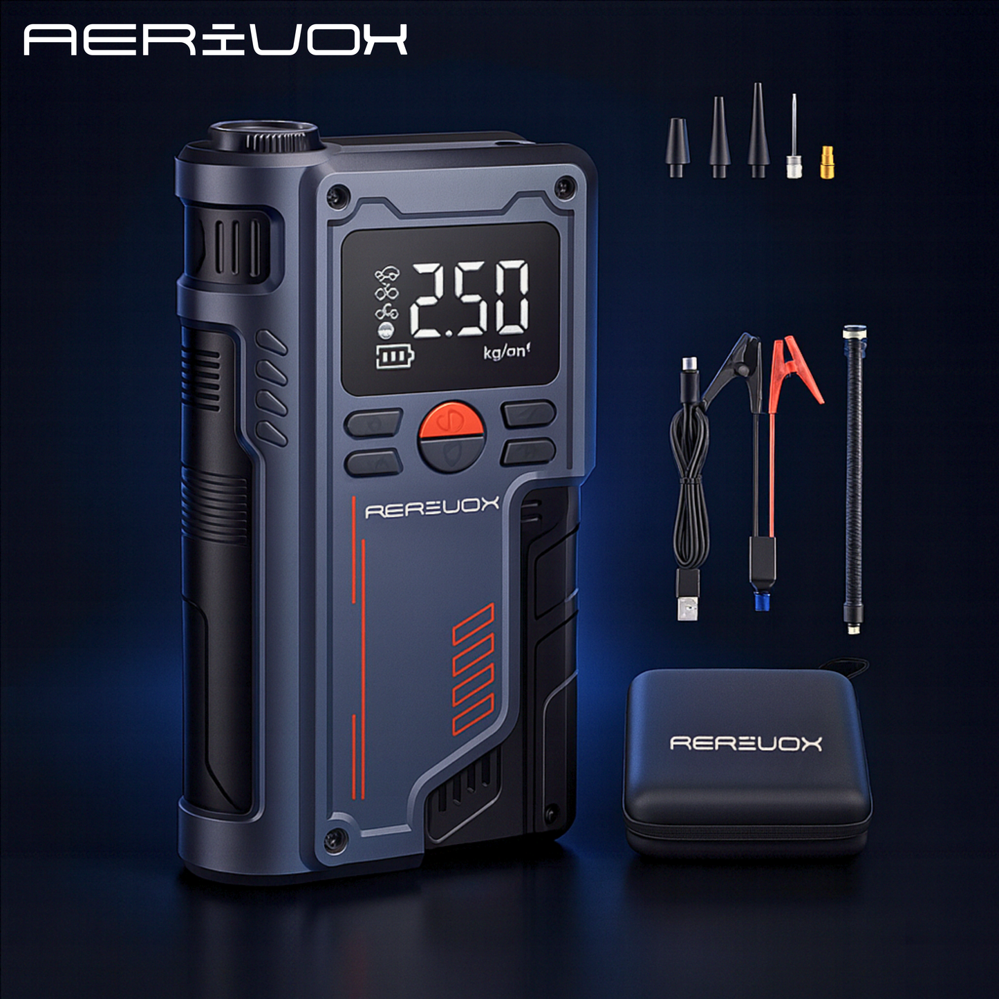 Aerivox™  | 4-in-1 Jumpstarter met Luchtcompressor, Powerbank & Zaklamp