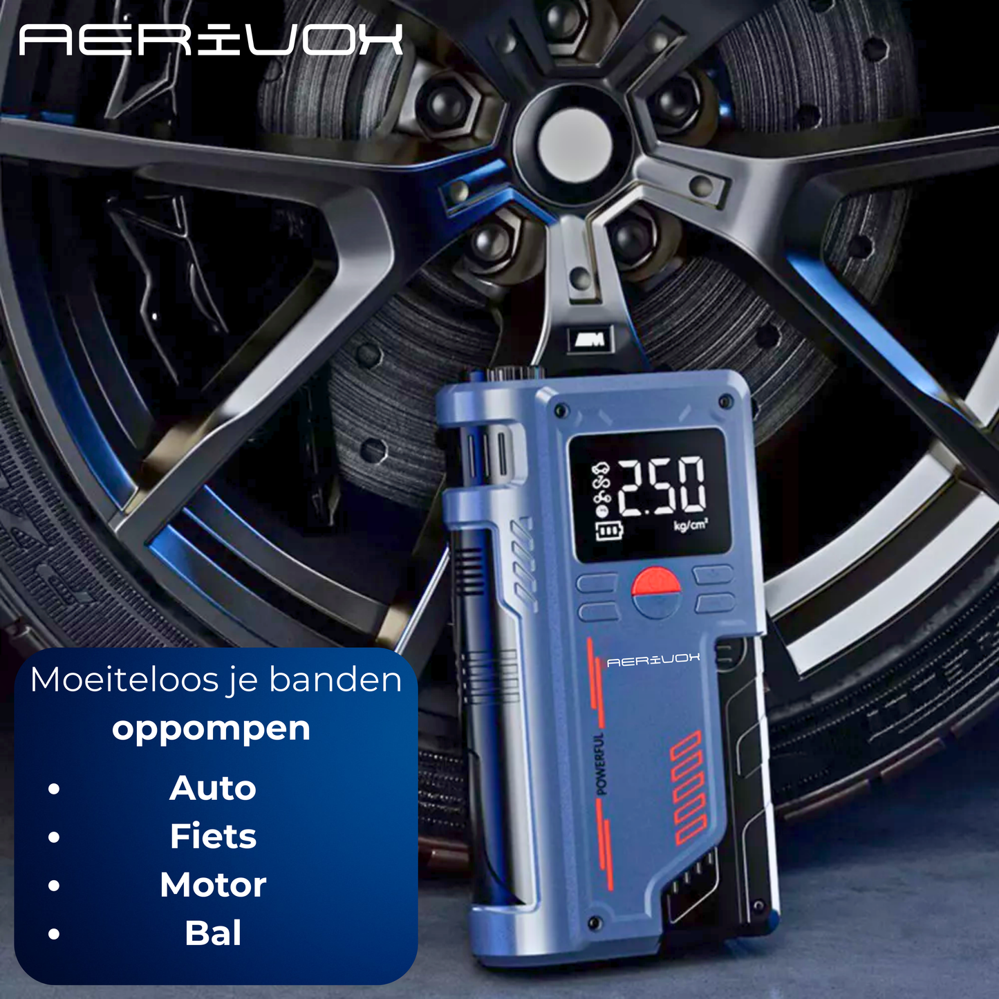 Aerivox™  | 4-in-1 Jumpstarter met Luchtcompressor, Powerbank & Zaklamp