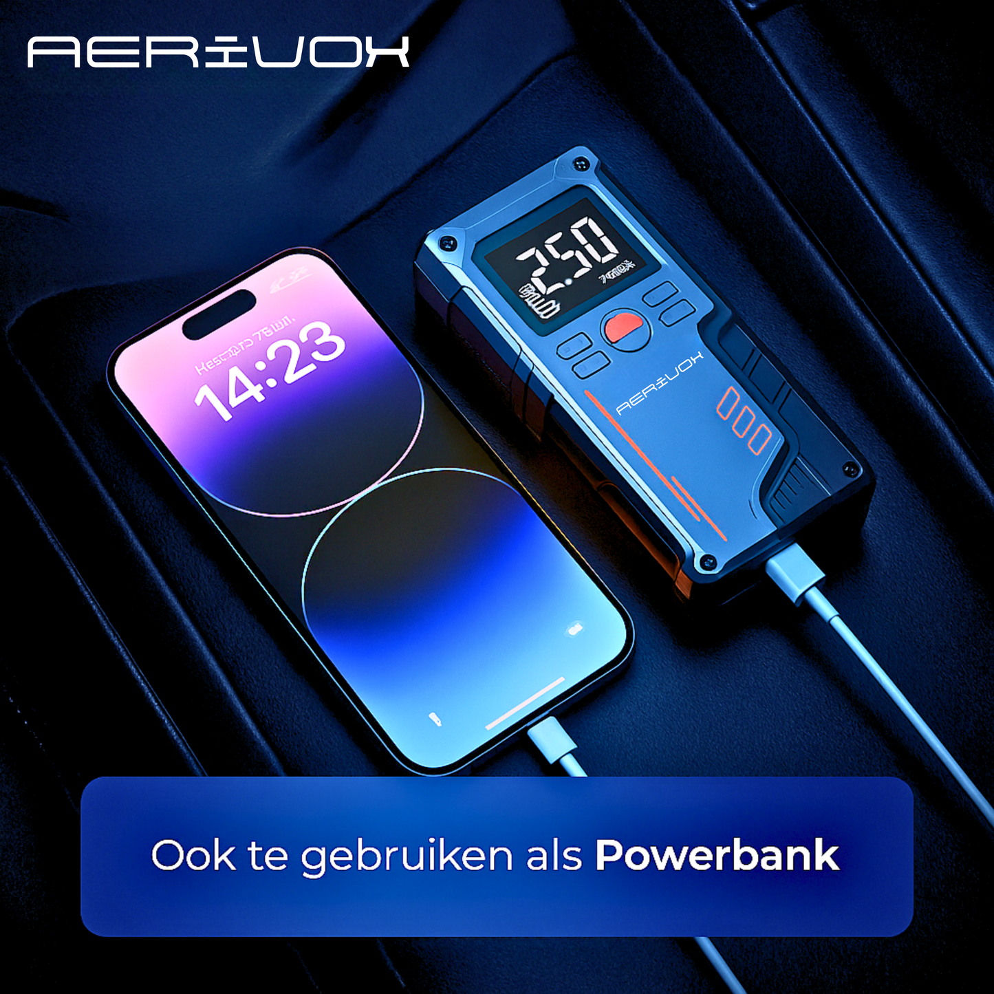 Aerivox™  | 4-in-1 Jumpstarter met Luchtcompressor, Powerbank & Zaklamp