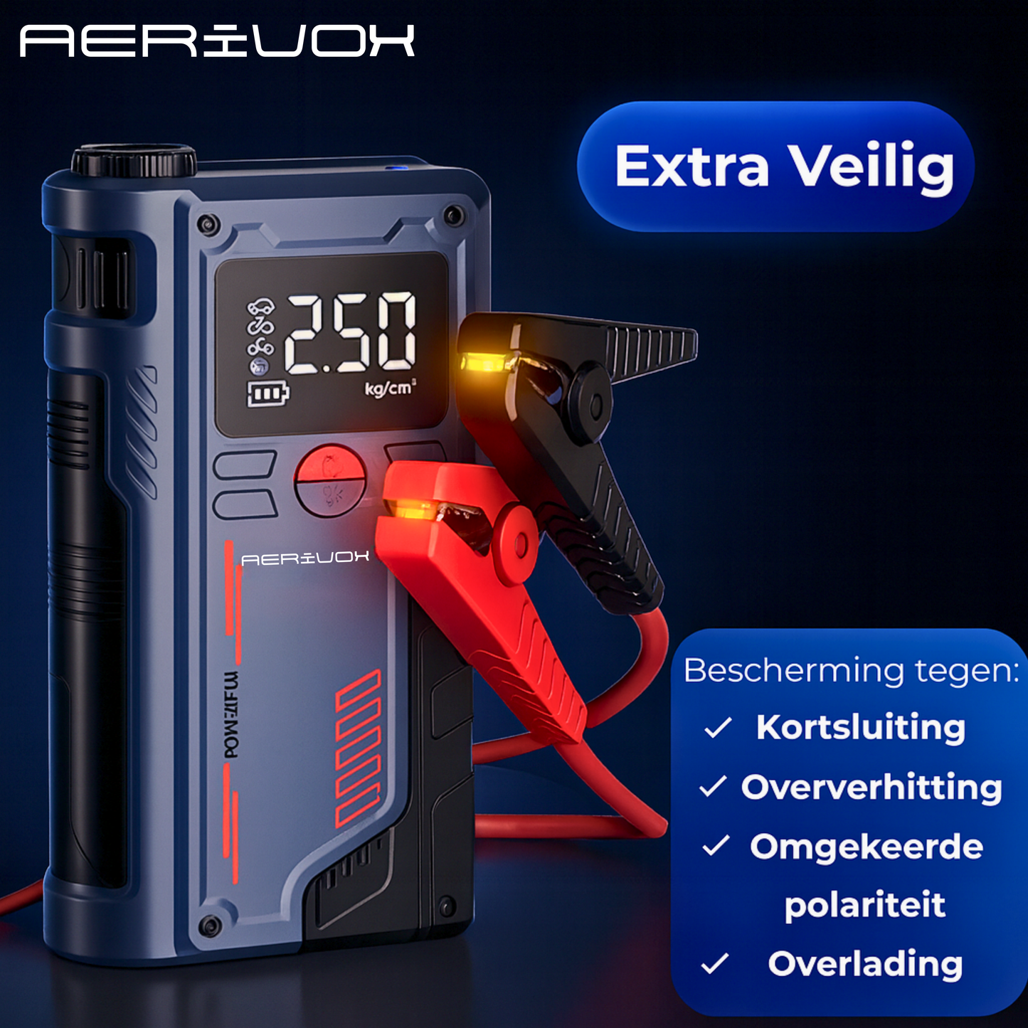 Aerivox™  | 4-in-1 Jumpstarter met Luchtcompressor, Powerbank & Zaklamp