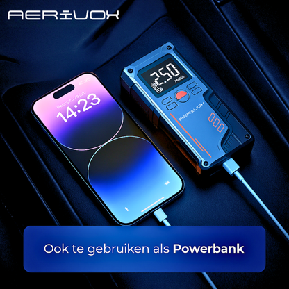 Aerivox™  | 4-in-1 Jumpstarter met Luchtcompressor, Powerbank & Zaklamp